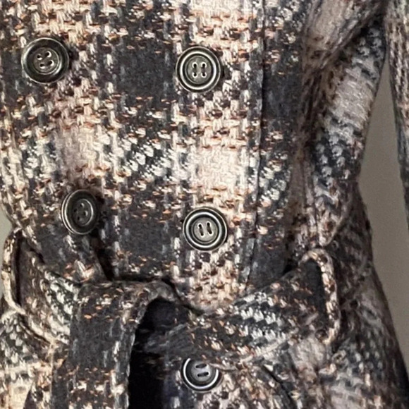 DKNY Double Breasted Wool Tweed Belted Coat 6 - Picture 6 of 9